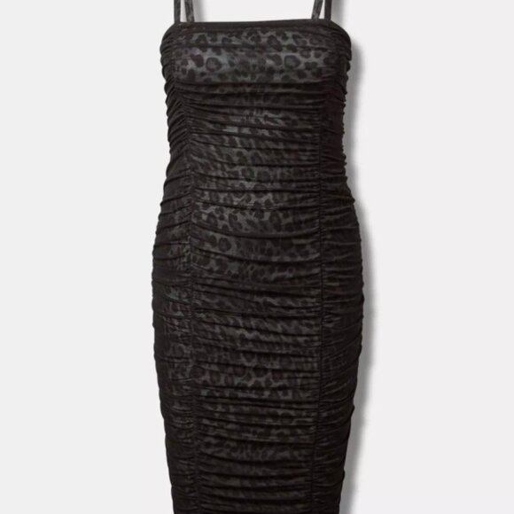 Torrid - Leopard Midi Mesh Shirred Bodycon Dress - NWOT - Picture 5 of 6